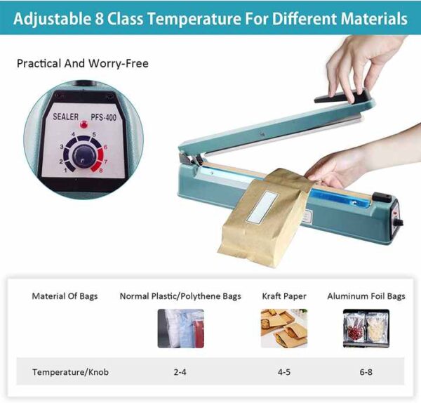 Snack Film Packaging Sealer, Manual Plastic Bag Heat Sealing machine, Impulse Closer